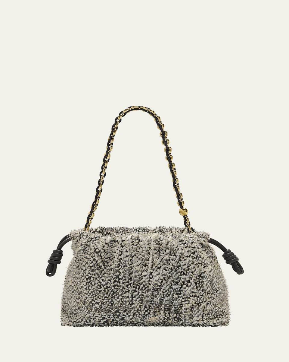 Flamenco Medium Shoulder Bag in Feathered Leather